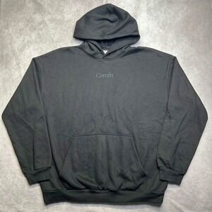 Comfrt Oversized Fleece Hoodie Black Embroidered Logo Pullover 3XL